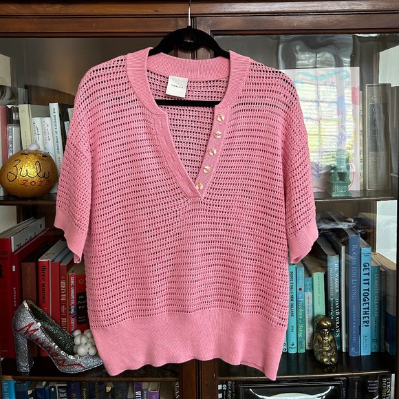Varley  Sea Pink Sea Callie Knit Top - Size Medium - Picture 1 of 2